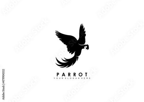 Parrot Bird Logo Design, Silhouette Parrot Bird Logo Concept