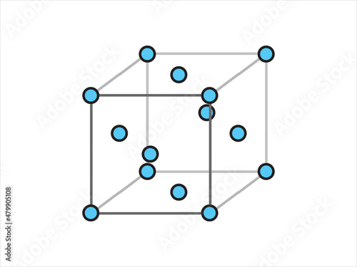 Volumetric Crystal lattice. The position of atoms in a crystal. Vector illustration.
