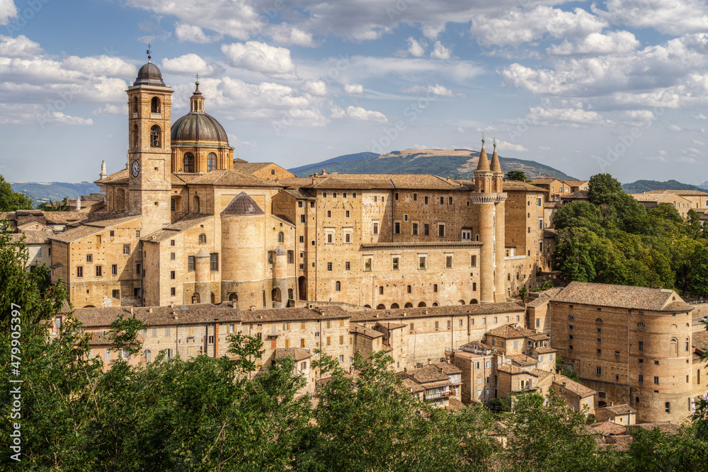 The Ducal Palace of Urbino, an important Renaissance building listed as UNESCO World Heritage Site, Marche, Italy