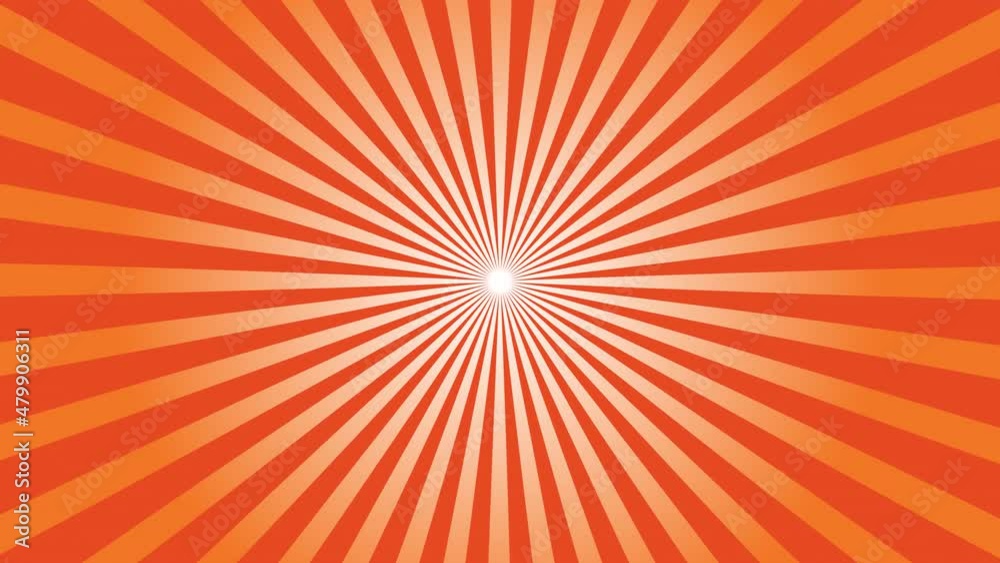 Radiate orange lines revolve around the center point of a 4K shiny red background.