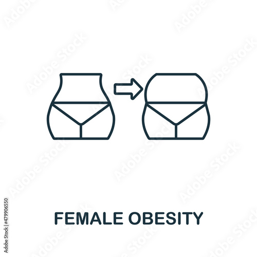 Female Obesity icon. Monochrome sign from diet collection. Creative Female Obesity icon illustration for web design, infographics and more