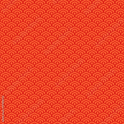 simple vector pixel art red seamless pattern of minimalistic geometric scaly hexagon pattern in japanese style