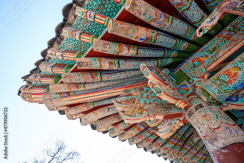 Traditional Korean Temple Architecture Decoration. 전통, 사찰, 절, 단청	
