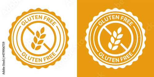 Gluten free seal icon. Vector illustration. No gluten sign symbol. photo