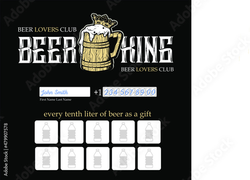 "Beer king" logo and a bonus beer club card Fotobehang