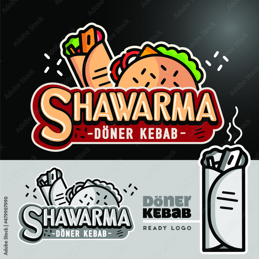 Shawarma logotype. Doner Kebab logo template. Poster for shop ...