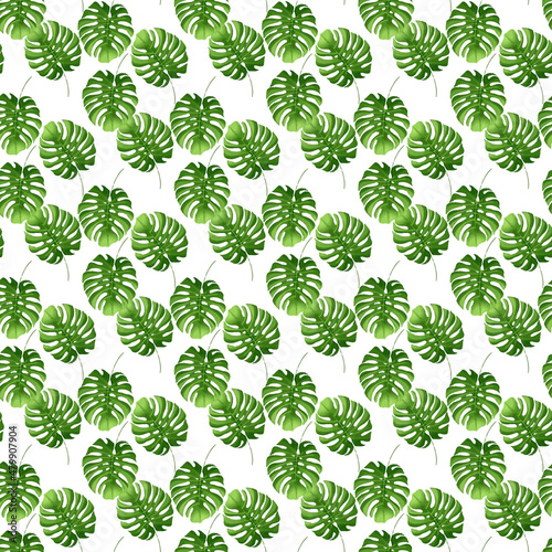 tropical monstera on white background Seamless Pattern Design