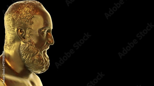 Hippocrates bust - rotation Sx - 3d animation model on a black background photo