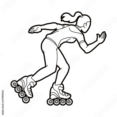 Roller blade Player Extreme Sport Cartoon Graphic Vector