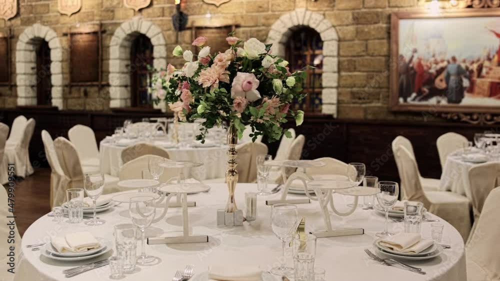 banquet hall in a restaurant with decor for a wedding banquet hall in a restaurant with decor for a wedding