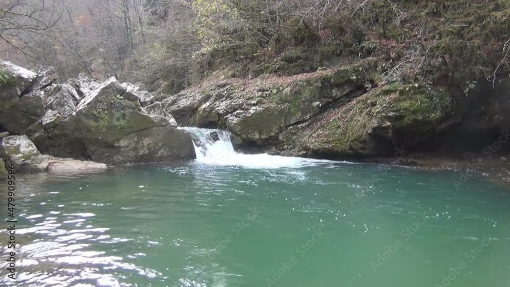 mountain river, rapids of a mountain river, waterfall, autumn forest, backwater, autumn travels in nature, rocky banks of a mountain river, winter forest, murmuring water of the river, outdoor recreat