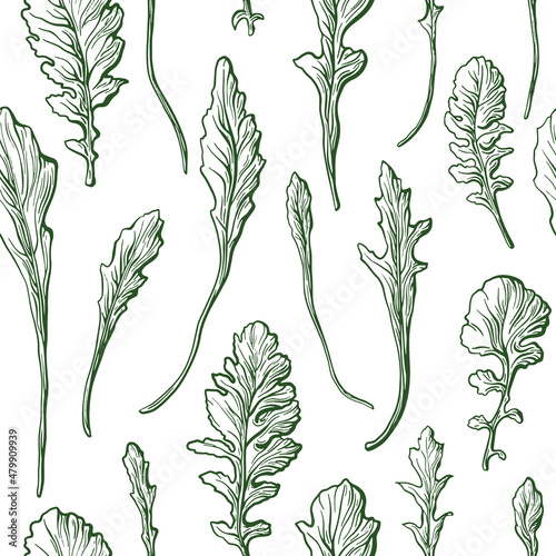 Rucola leaf texture seamless pattern Nature print