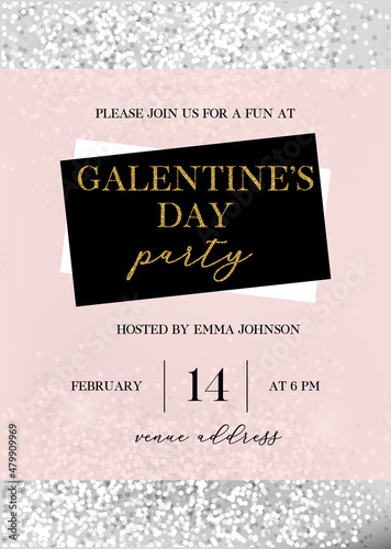 Galentine's day party vector invitation