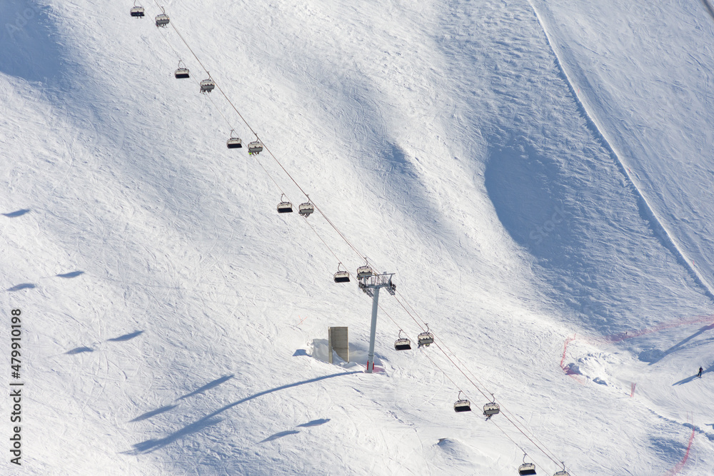 Ski lifts snowy slope for skiing winter. Ski lifts snowy slope for skiing winter.