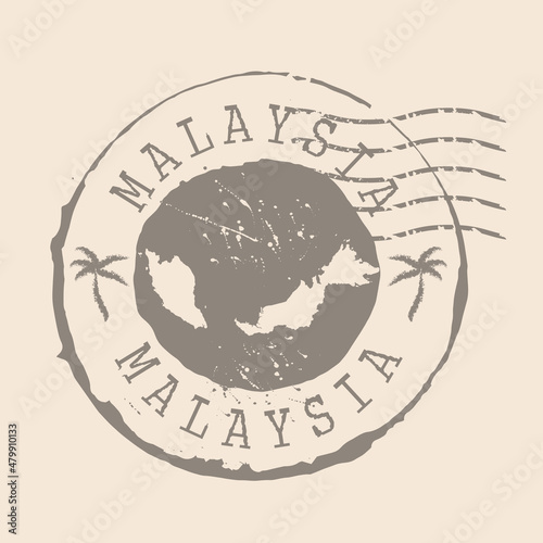 Malaysia Stamp Postal. Map Silhouette rubber Seal.  Design Retro Travel. Seal of Map Malaysia grunge  for your web site design, app, logo, UI.  EPS10.