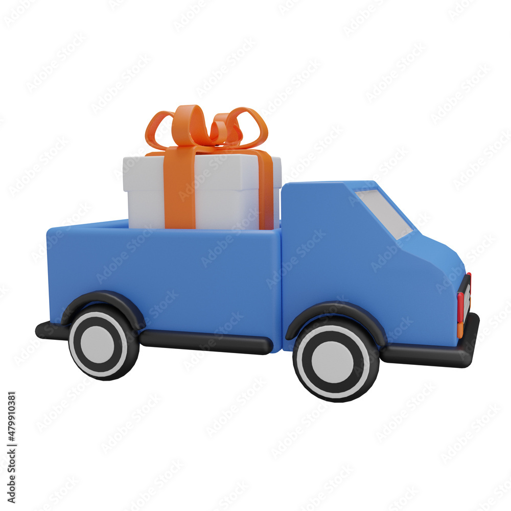 Pickup truck with present Pickup truck with present