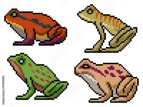 pixel art various dangerous frog