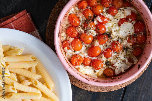 gourmet cherry tomatoes, ricotta cheese and herbs pasta