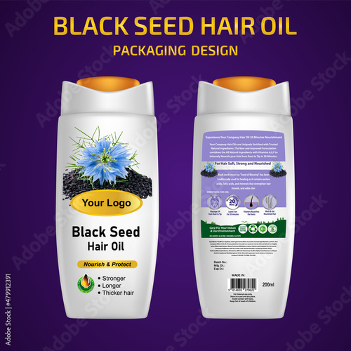 Black Seed Hair Oil Packaging Label Design