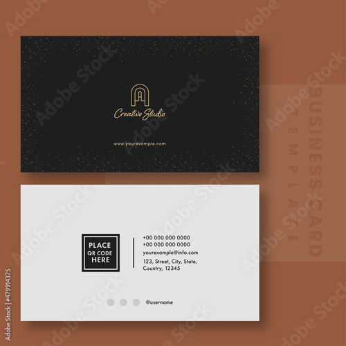 Black And White Business Or Visiting Card With Double-Side.