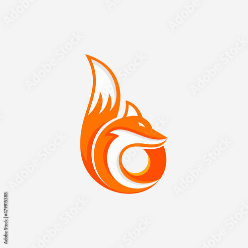 Fire Fox with Letter B Logo design