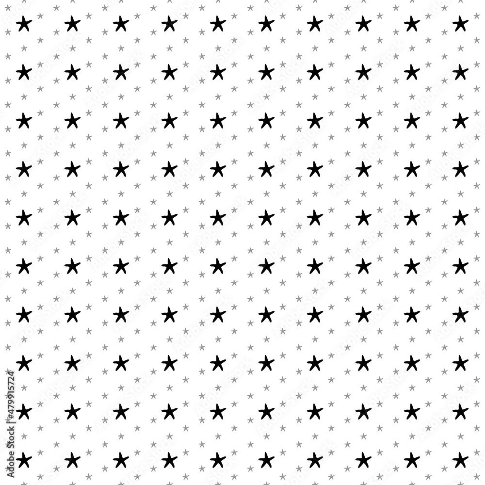 Obraz premium Square seamless background pattern from black starfish symbols are different sizes and opacity. The pattern is evenly filled. Vector illustration on white background