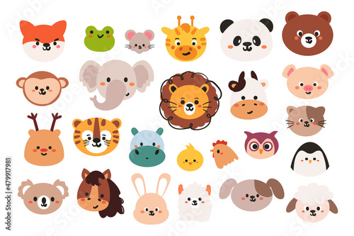 Fototapeta Naklejka Na Ścianę i Meble -  cute cartoon animals sticker set