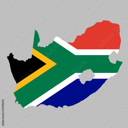 South Africa flag inside the South African map borders vector illustration 