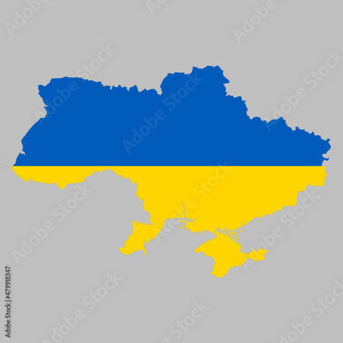 Ukraine flag inside the Ukrainian map borders vector illustration