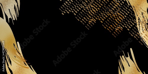 Golden artwork texture on black background photo