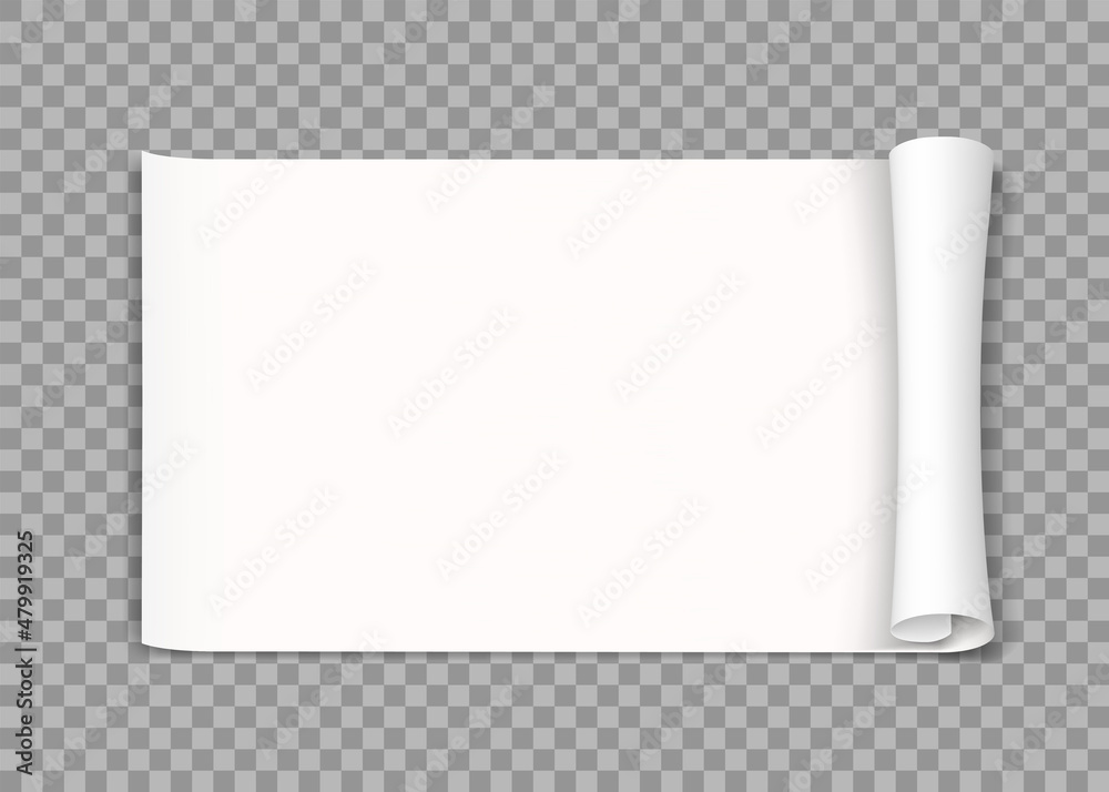 White paper blank scroll. Template isolated on a transparent background. White paper blank scroll. Template isolated on a transparent background.