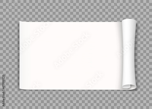 White paper blank scroll. Template isolated on a transparent background.