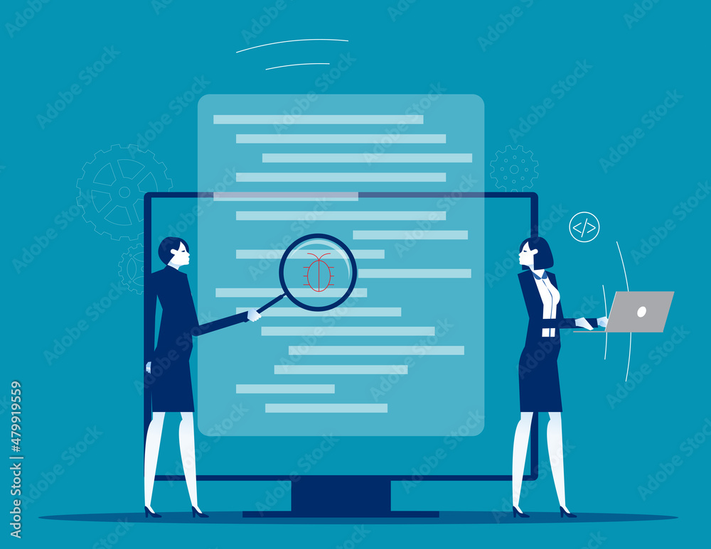Software testing. Bug fixing abstract metaphor Software testing. Bug fixing abstract metaphor