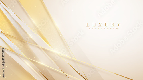 Diagonal golden lines with glitter light effect decoration, luxury style background design, vector illustration.