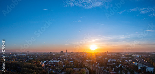 Sunset over the Duisburg skyline