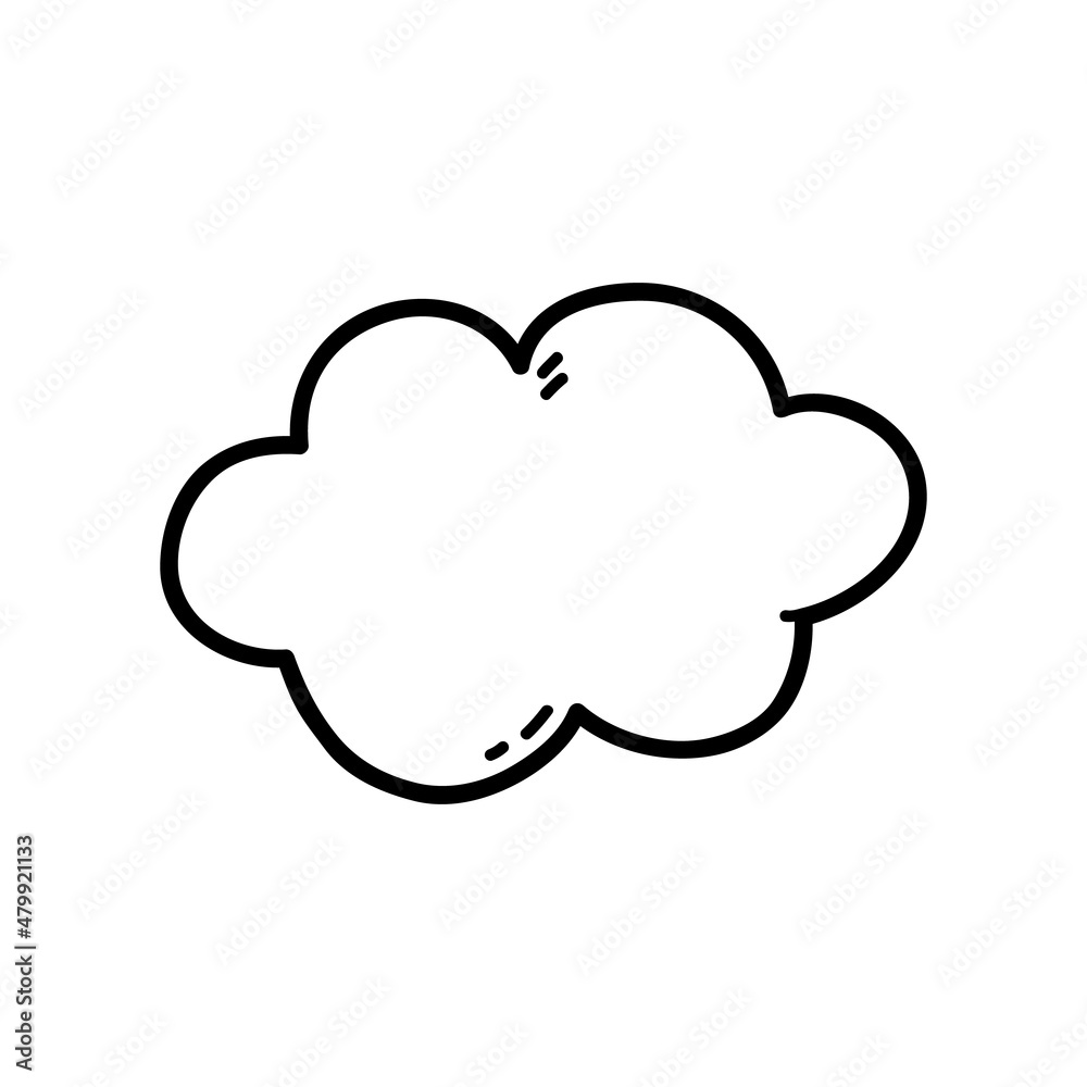 Vector illustration of  outline doodle cloud  for children, coloring and scrap book