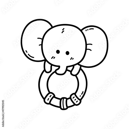 Vector illustration of  outline doodle baby nursery rattle  for children, coloring and scrap book