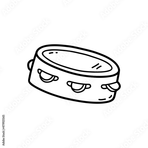 Vector illustration of  outline doodle tambourine  for children, coloring and scrap book
