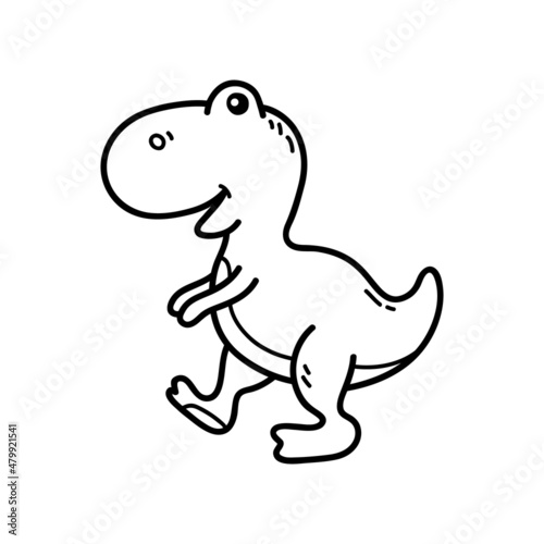 Vector illustration of outline doodle baby dinosaur for children, coloring and scrap book