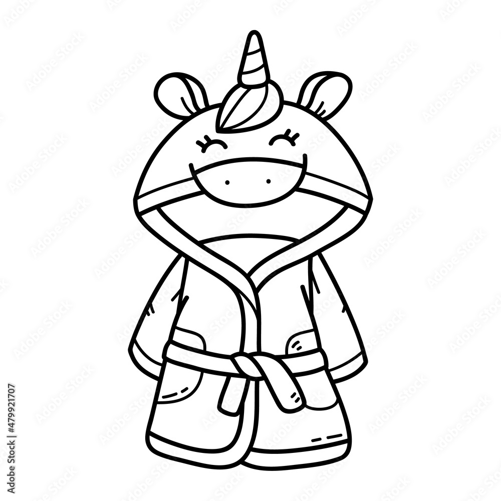 Vector illustration of  outline doodle baby bathrobe  for children, coloring and scrap book