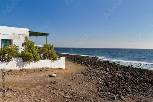 Playa Quemada town area in Lanzarote island, Spain