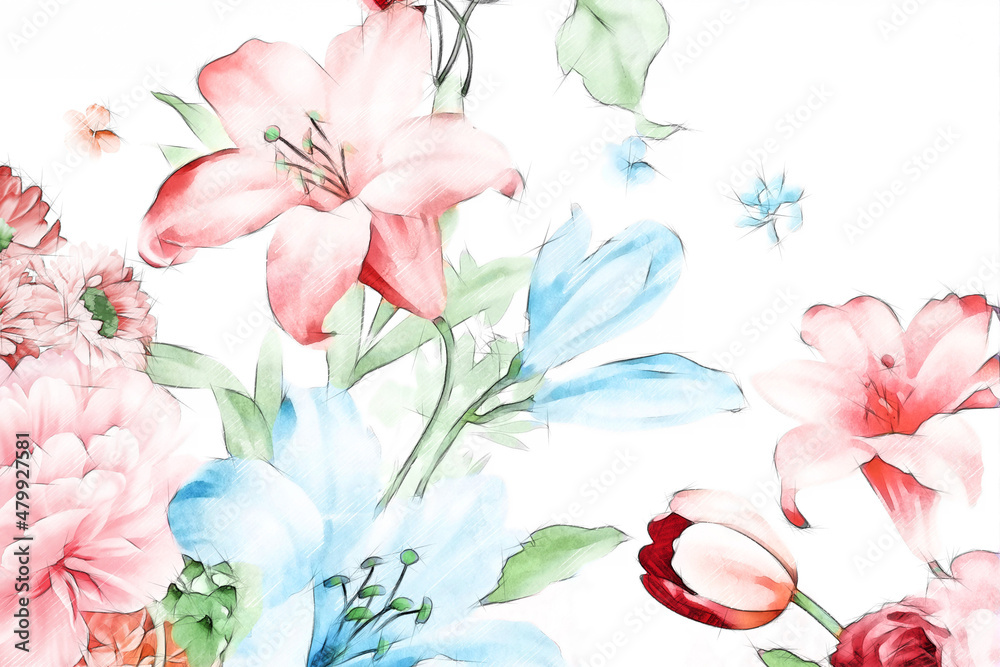 Beautiful abstract floral bouquet illustration Beautiful abstract floral bouquet illustration
