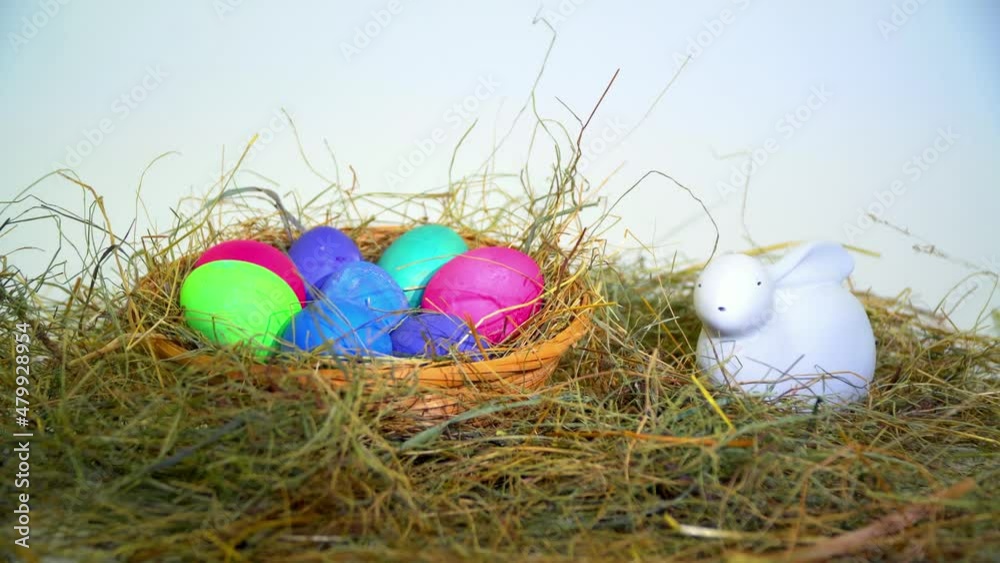 Easter. Easter eggs are in a basket Easter. Easter eggs are in a basket