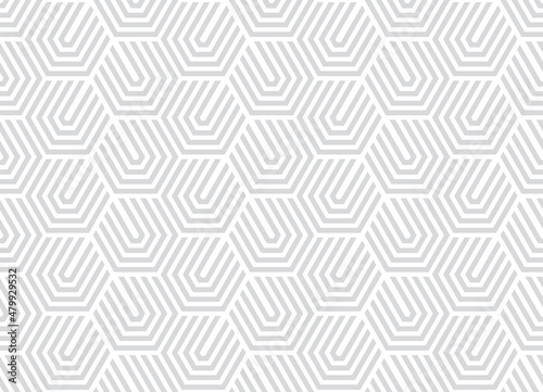 Fototapeta Naklejka Na Ścianę i Meble -  Abstract geometric pattern with stripes, lines. Seamless vector background. White and gray ornament. Simple lattice graphic design.