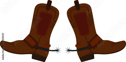 Vector illustration on a colorless background with the pair of brown cowboy boots