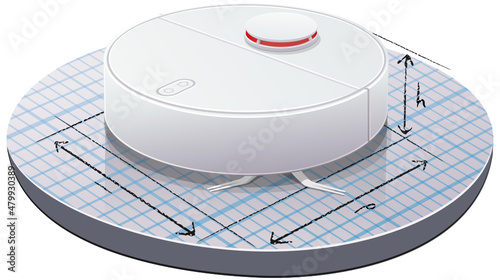 Robot vacuum cleaner and its dimensions (cutout)