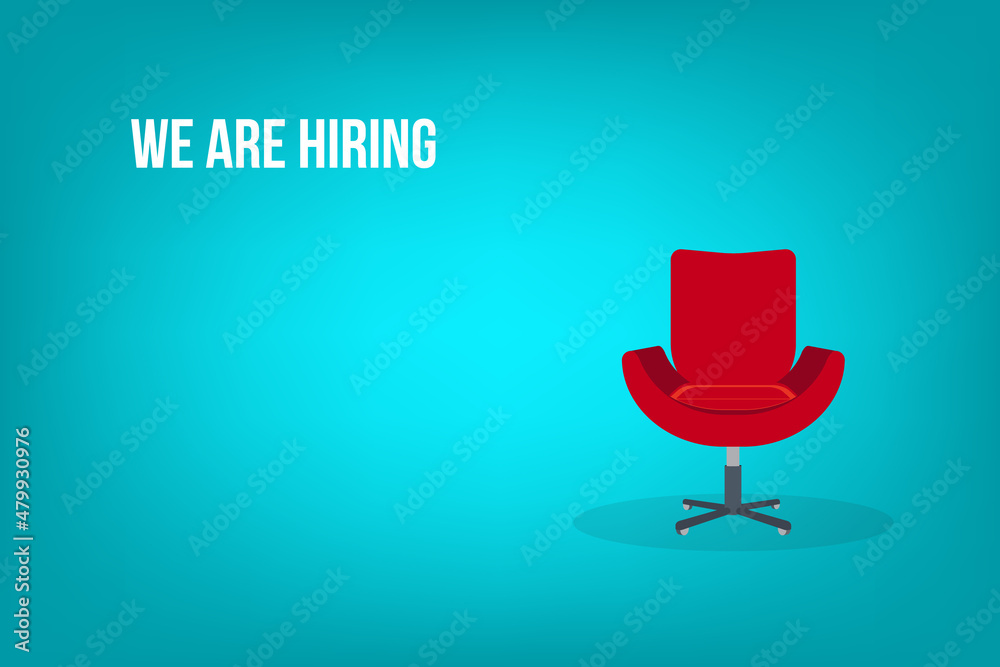 We are hiring. We're hiring design template business banner. Employment recruitment. Businessman holds megaphone. Open vacancy.	