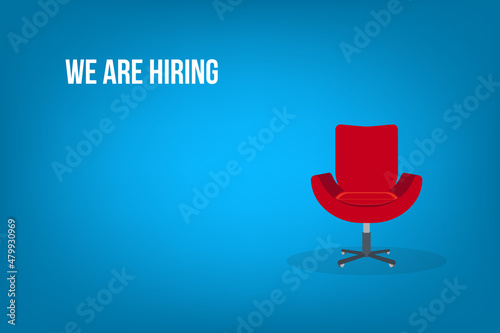 We are hiring. We're hiring design template business banner. Employment recruitment. Businessman holds megaphone. Open vacancy.	