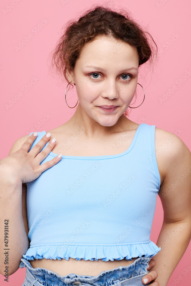 funny girl grimace close-up emotions earrings posing Lifestyle unaltered funny girl grimace close-up emotions earrings posing Lifestyle unaltered