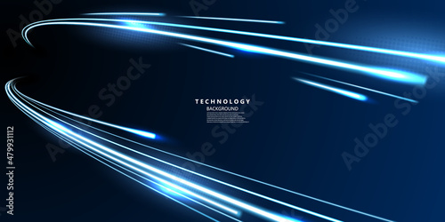 Abstract vector illustration of a light trail technological background in a modern concept.